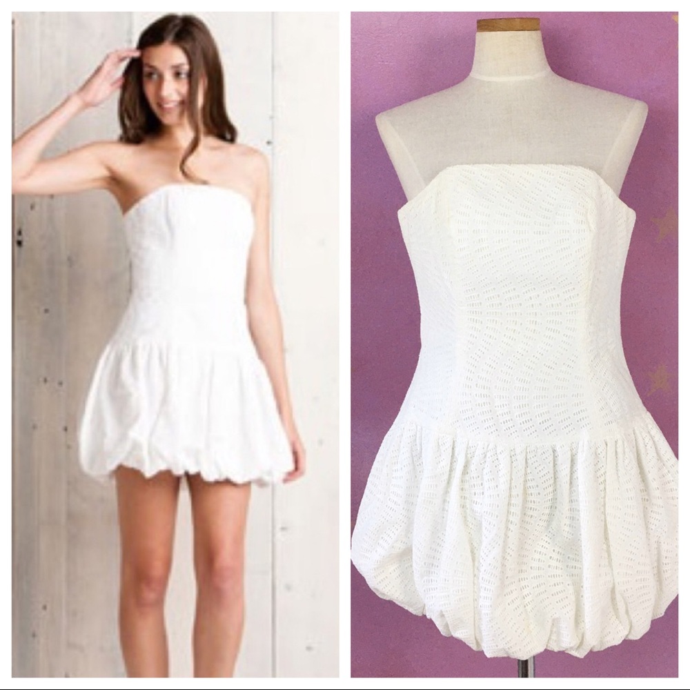 LILLY PULITZER WHITE EMMA STRAPLESS BUBBLE SKIRT EYELET DRESS 4